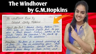 The Windhover by G M Hopkins  The Windhover poem fully explanation in hindi [upl. by Siegler83]