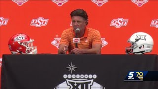 Mike Gundy answers questions on Ollie Gordons DUI charge during Big 12 Media Days [upl. by Wehrle109]