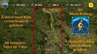 🚲 🇩🇪 RadTour 🇳🇱 🚲 den RheinRadweg entlang von Köln  Koblenz  Köln  Rundtour 230 km [upl. by Ahsatan]