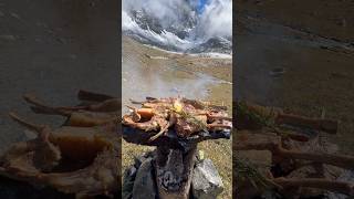 Kütük Ocakta Kuzu Pirzola Pişirme 🏔️🥩  Cooking lamb chops on a wood stove [upl. by Butler]