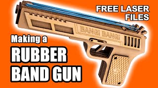 Laser cut rubber band gun and how I made it  FREE LASER FILES including for a 3018Pro [upl. by Alliuqal]