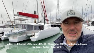 NEEL 43 Trimaran  First Walkaround and Review by Gregor Tarjan  AEROYACHT Multihull Specialists [upl. by Ekyt569]