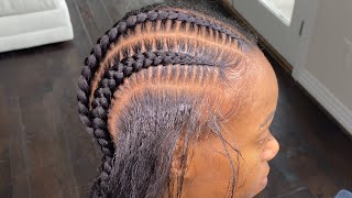 How I get STRAIGHT  PROPORTIONAL PARTS  with Straight Back Braids [upl. by Ahseer]