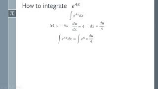 How to Integrate e4x  Integrating e by Substitution Tutorial [upl. by Aisinoid]