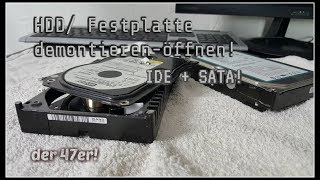 HDD Festplatte demontieren  öffnen IDE und SATA [upl. by Thirion260]