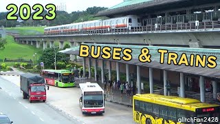 Buses and Trains at Kranji Station Singapore 2023 [upl. by Furlani767]