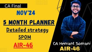 CA Final 5 months Planner  Detailed Strategy for Nov24  SPOM [upl. by Stefa]