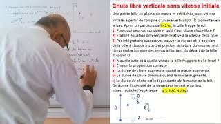 Exercice  Chute libre sans vitesse initiale [upl. by Clauddetta]