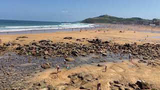 Mareas vivas con la marea baja en la playa de Zarautz [upl. by Sevik]