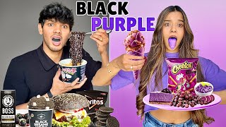 Eating Only One Colour Food for 24 Hours  Black amp Purple Challanage  Yash and Hass [upl. by Bonnice846]