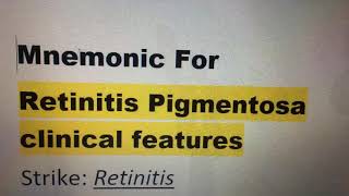 Medical Mnemonic Retinitis Pigmentosa [upl. by Matelda]