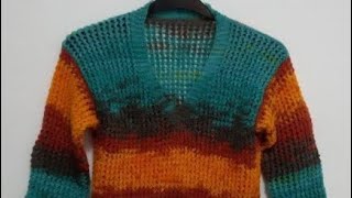 Tutorial pulover tricotat anchiorKnitted sweaterGestrickter pulloverSueter tejido [upl. by Elyrpa935]