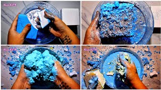 Blue Cornflour Dipped Gym Chalk  Bubbling Water Crumble  Messy Paste play amp Reforming [upl. by Jolyn894]