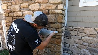 How To Grout In A Stone Veneer Wall [upl. by Eetnuahs]