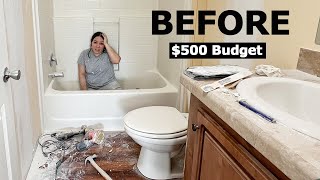 DIY Bathroom Makeover on a 500 Budget  Small Bathroom Remodel [upl. by Towland]