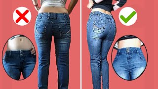 Trasforma i tuoi jeans da vita bassa a vita alta JEANS HACKS from low waist to high waist [upl. by Araccat]