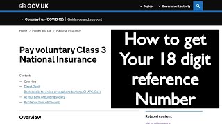 How to Pay voluntary Class 3 National Insurance NIC 18 digit payment reference number [upl. by Akinahc]