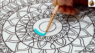 How To Draw Mandala Step By Step Mandala on Canvas Dot Mandala art Jyoshita Ghate [upl. by Allred]