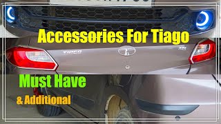 Tata Tiago All important amp Additional AccessoriesScuff PlateDRLBumper ProtectorArm RestHindi [upl. by Mellitz97]