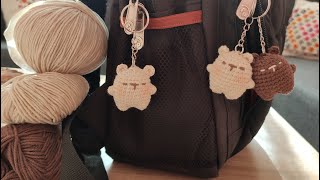 Crochet mini bear keychain  amigurumi anahtarlık yapımı  ayıcık anahtarlı yapımı  DIY kendin yap [upl. by Raddi]