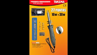 Pirógrafo Pirograbador para madera o cuero con 27 puntas con switch  Takema [upl. by Aloz805]