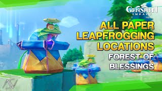 All Paper Leapfrogging Puzzle Locations  Forest of Blessings  Genshin Impact [upl. by Appolonia294]