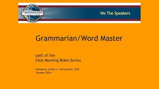 GrammarianWord Master club meeting role [upl. by Ahsiugal867]