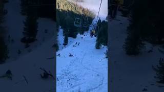 snowboarder falls takes down the whole lift [upl. by Vokay]