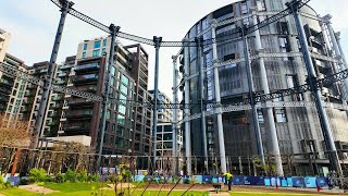 4K Kings Cross  Gasholder Park  Coal Drops Yard  London Walk [upl. by Grand]