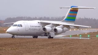 Braathens Regional Airlines Avro RJ85 SEDJO TakeOff at Bern [upl. by Haliek]