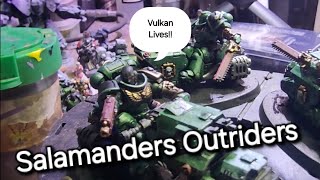 Marine paints Marines Warhammer 40k Salamanders Outriders Adeptus Astartes Vulkan Lives [upl. by Leveroni]