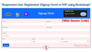 How to Create a User Registration Form in PHP using MySQL Database and BootstrapWith Source Code [upl. by Esertak]