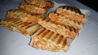 خبز بانيني بطريقة ناجحة مليون في المئة بحشوتين مختلفتين سريع التحضيرpanini sandwich [upl. by Arah]