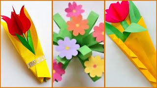 4 DIY Flower Bouquet Craft  Teachers Day Gift Ideas  Flower Craft bouquet [upl. by Venuti]