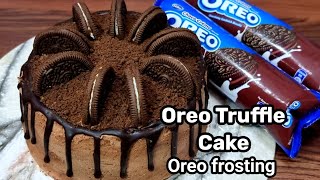 Oreo ChocolateTruffle CakeWith Easy Oreo Cream frostingChocolate cake eggless and without oven [upl. by Anahtor]