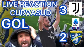 Lacrime finali  Juventus Frosinone 32  Gol live reaction curva sud Allianz stadium  Highlights [upl. by Peggi162]