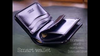 Smart wallet  Horween shell cordovan Intense blue [upl. by Retsev]