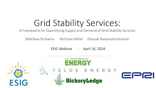 GPSTESIG Webinar Series A Framework for Quantifying Supply and Demand for Grid Stability Services [upl. by Naida]