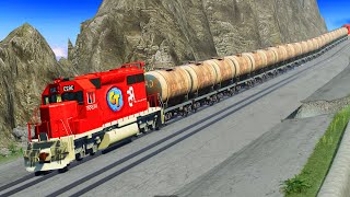 Train Accidents Derailments ✅ Super Downhill Total Disaster ✅ BeamNG DRIVE [upl. by Aicined]