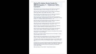 Alpha Phi Alpha Study Guide for IMDPChapters 1 – 10Solved 100 Correct [upl. by Ledif]