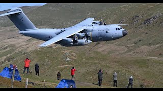 USAF F35s V RAF F35s in the Mach Loop Wales Low Flying Typhoons A400m Hawk and Texan [upl. by Gnoht458]