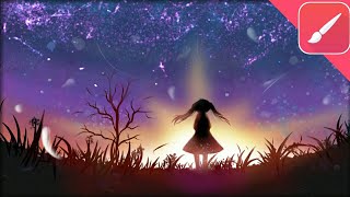 「SpeedPaint」Silhouette Scenery Infinite Painter Android [upl. by Cheung325]