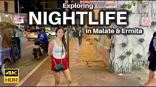 Ultimate Malate Manila Nightlife Walking Tour 4K HDR [upl. by Adyht]