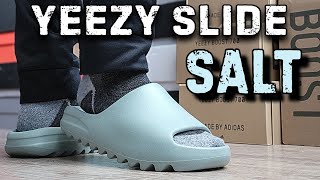 Most Comfortable Slides  Yeezy Slide quotSaltquot Review amp On Feet [upl. by Anirrak934]