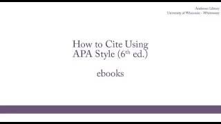 How to Cite Using APA Style 6th ed ebooks [upl. by Clifford500]