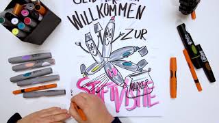 Flipchart gestalten  Begrüßung Marker und Stifte zeichnen [upl. by Alyag200]