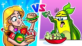 Good Habits VS Bad Habits 🍕🥦 Healthy VS Junk Food Challenge 🥑 Avocadoo Food Pranks Compilation [upl. by Eirek]