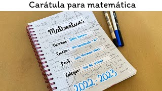 Una carátula diferente para MATEMÁTICAS [upl. by Netnilc]