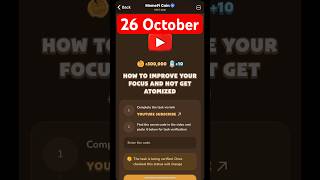 MemeFi YouTube video code today 26 October  MemeFi YouTube video secret code today  crypto [upl. by Freddi635]