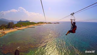 HD Dragons Breath Zipline  Zip Line over Water  Labadee Haiti [upl. by Nairadal]